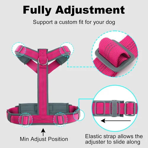 Miniatura 8 de Arnés para perro Plutus Pet sin tirón, arnés ajustable de nylon con acolchado suave, arnés para perro reflectante y resistente para perros pequeños