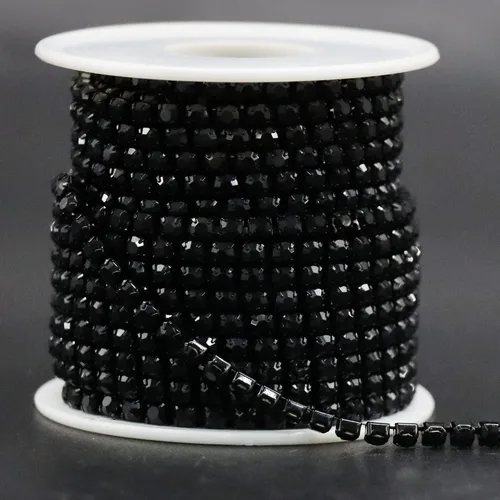 Miniatura 17 de Jerler Cadena de cierre SS6.5/0.079 in con diamantes de imitación de cristal de 10 yardas para manualidades de costura, ideal para bodas, fiestas