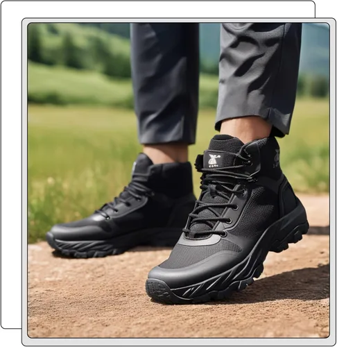 Miniatura 2 de Botas militares tácticas ligeras para hombre, cómodas, transpirables, duraderas, con cremallera lateral YKK, antideslizantes, botas de combate