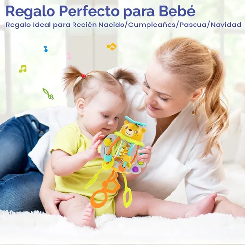 Miniatura 7 de Juguetes Montessori HOLA para niños de 1 año, juguetes para dentición con sonajero para bebés de 0-6 y 6-12 meses, juguetes sensoriales de silicona