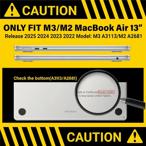 Miniatura 2 de IBENZER Compatible con estuche para MacBook Air de 13 pulgadas 2025 2024 2023 2022 M4 A3240 M3 A3113 M2 A2681, estuche rígido y funda con protector