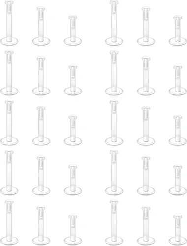 Miniatura 6 de D.Bella Pendientes de plástico – Aretes transparentes para cartílago y hélix tragus – 0.236 in, 0.315 in, 0.394 in Empuje en barra de -0.315 in