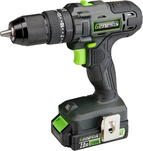 Miniatura 11 de Genesis 20V 1/2" Taladro inalámbrico con batería y cargador, portabrocas metálico con trinquete, 450 pulgadas-libras, batería y cargador de 2.0Ah
