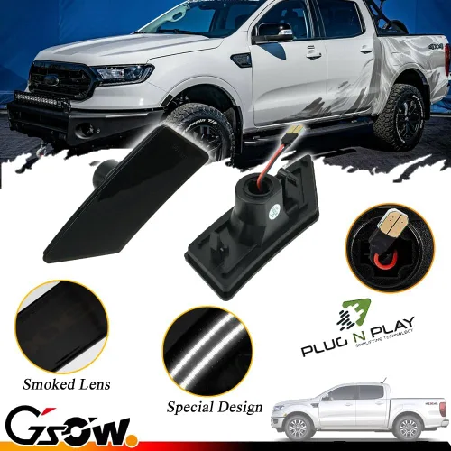 Miniatura 4 de 2 luces de posición laterales blancas ahumadas (RB-170) para Ford Ranger 2019-2023 [mejora la visibilidad], accesorios de primera calidad para Ford
