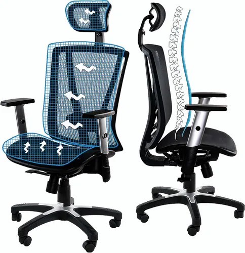 Miniatura 4 de Silla de oficina ergonómica ajustable color rojo de 53 pulgadas de alto, silla ergonómica de oficina en casa, silla ergonómica con reposacabezas