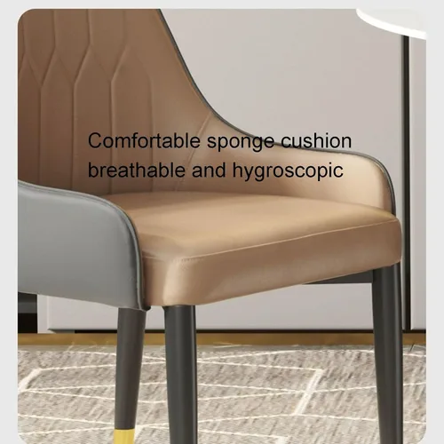Miniatura 4 de Silla de comedor de cocina de cuero PU, sillones, asientos ergonómicos, patas de metal de acero al carbono resistentes, sillas para el hogar (gris)