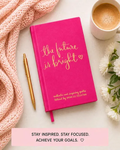 Miniatura 7 de WORLD TRAVELER Cuaderno inspirador de tapa dura, diario de citas para mujer, cuaderno plano de piel sintética "The Future is Bright", colección