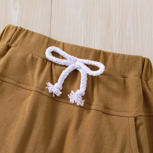 Miniatura 18 de Pudcoco Conjunto de camiseta de manga corta con letras y pantalones largos sólidos para el verano