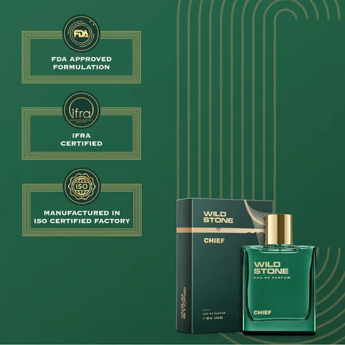 Miniatura 5 de Wild Stone Chief Eau De Parfum 3.38oz, 3.4 fl oz Perfume EDP de lujo para hombres Fragancia intensa de larga duración 100% aroma líquido