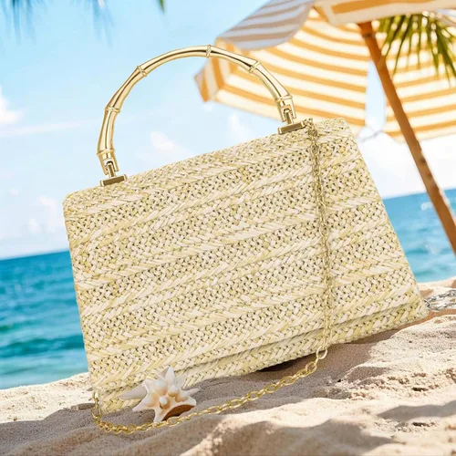 Miniatura 3 de Larcenciel Bolsos de noche para mujer, bolso de mano de noche con asa superior con purpurina con cadena para fiesta, graduación, boda, cóctel club