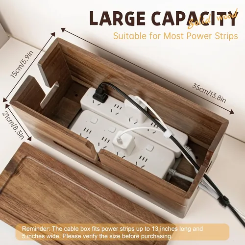 Miniatura 3 de Caja grande de organización de cables – Caja organizadora de cables y caja de regletas de alimentación para gestión de cables eléctricos – Ocultar