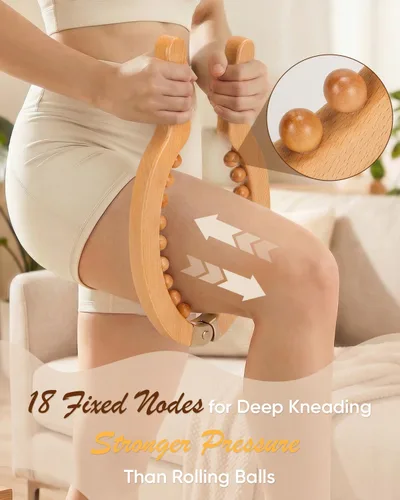 Miniatura 3 de ONUEMP Herramienta de masaje de celulitis de madera para piernas, kit de maderoterapia de terapia de madera Colombiana para drenaje linfático