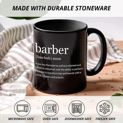 Miniatura 2 de Taza de café de regalo de barbero, regalos de peluquero para mujeres y hombres, el mejor regalo para barberos, regalo de barbero, taza de café negra