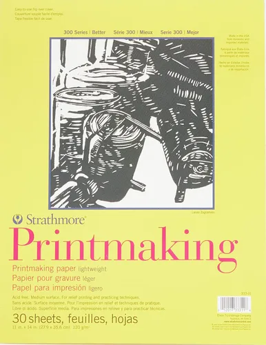 Miniatura 2 de Strathmore Serie 300 - Bloc de papel para grabado, encuadernado con pegamento, 11x14 pulgadas, 30 hojas (120g) - Papel para artistas para adultos