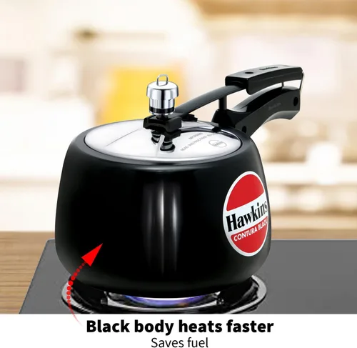 Miniatura 4 de Hawkins Olla de presión Contura de 3 litros, color negro, con tapa interior anodizada dura, modelo Handi, color negro (CB30)