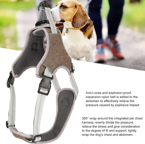 Miniatura 4 de Adjustable Dog Harness, Reflective No Pull Vest with Anti Break Design for Large Medium Dogs, Comfortable Polyester Nylon Chest Strap in Coffee