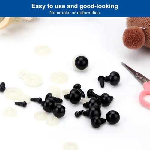 Miniatura 6 de Ojos de seguridad para amigurumi de ganchillo 8mm 5/16" 100 piezas - RuWfpz muñeca Ojos de animal de peluche con arandelas, ojos de plástico