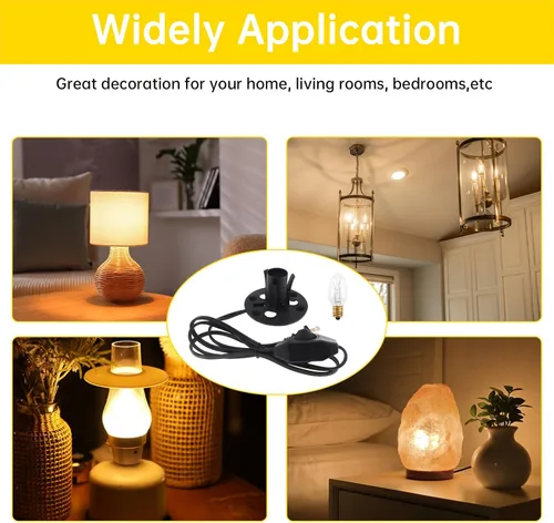 Miniatura 9 de RTNLTI Salt Lamp Cord Replacement with Dimmer Switch and 6-Pack E12 Halogen Salt Lamp Bulbs for Himalayan Salt Lamp (5 Feet)