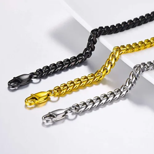 Miniatura 6 de PROSTEEL Pulsera de acero inoxidable para hombres y mujeres, elegantes pulseras de eslabones cubanos, chapado en oro negro de 18 quilates, ancho