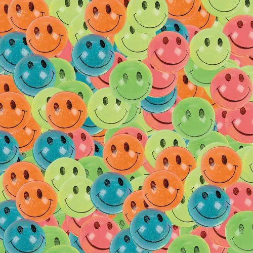 Fun Express - Mini bolas de rebote con cara sonriente de neón - Juguetes - Pelotas - Bolas rebotantes - 144 piezas