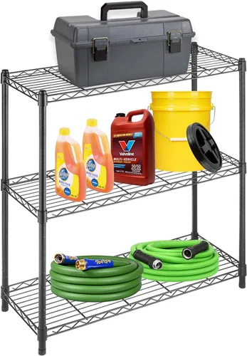 Miniatura 15 de Estantería de alambre de 6 niveles con ruedas, estantes de almacenamiento resistentes, organizador de cocina de garaje NSF, estante de alambre Negro