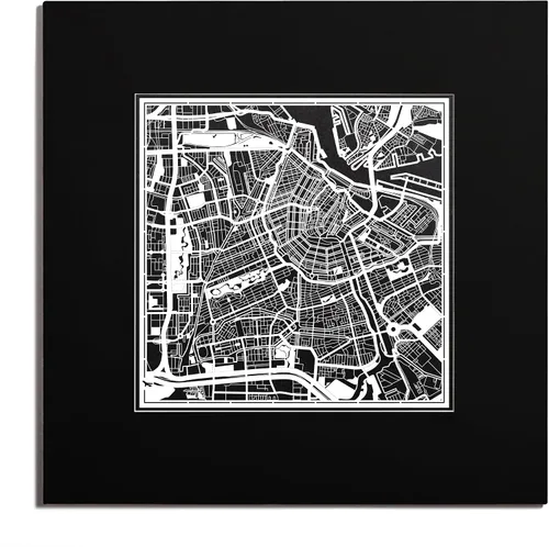 Miniatura 135 de O3 Design Studio Mapa de corte de papel Madrid negro mate de 20 x 20 pulgadas