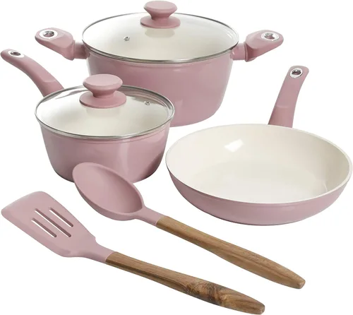 Gibson Home Plaze Café' - Utensilios de cocina de cerámica antiadherente de aluminio forjado aluminio con base de inducción y mango de baquelita