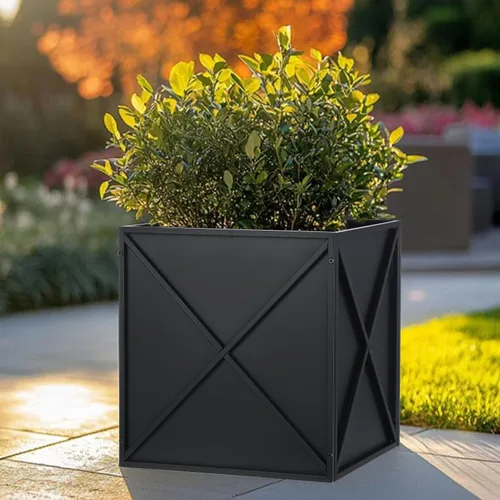 Miniatura 5 de BAYN Macetero Cuadrado de Metal Maceteros Altos para Plantas de Exterior Moderno Resistente con Agujeros de Drenaje para Exterior Interior Patio