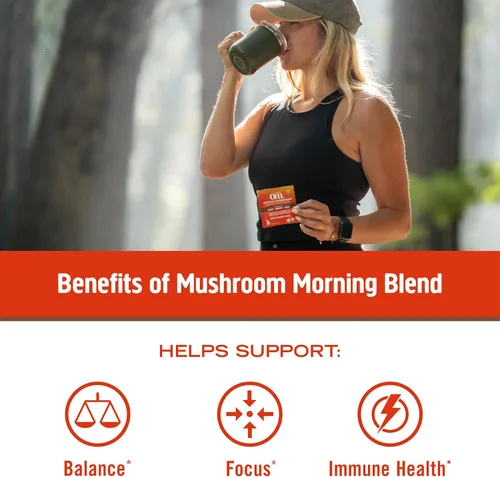 Miniatura 6 de OM MUSHROOM SUPERFOOD Morning Energy Blend - Mezcla de bebida de hongos sin café con Cordyceps, melena de león, rodiola y vitamina D2 - Energía