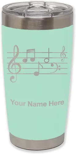 Miniatura 26 de LaserGram Vaso aislado al vacío de 20 onzas, personal de música, grabado personalizado incluido (negro)