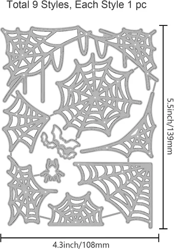 Miniatura 7 de GLOBLELAND Troqueles de corte de telaraña de Halloween para bricolaje Scrapbooking Metal Halloween Murallas de murciélago troquelado plantillas