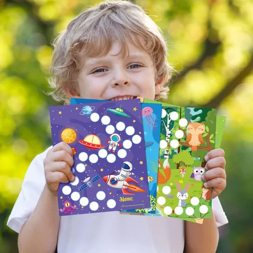 Miniatura 5 de 100 piezas de tablas adhesivas para incentivos de niños, tabla de recompensas para el comportamiento de niños en 4 diseños con 2160 mini calcomanías