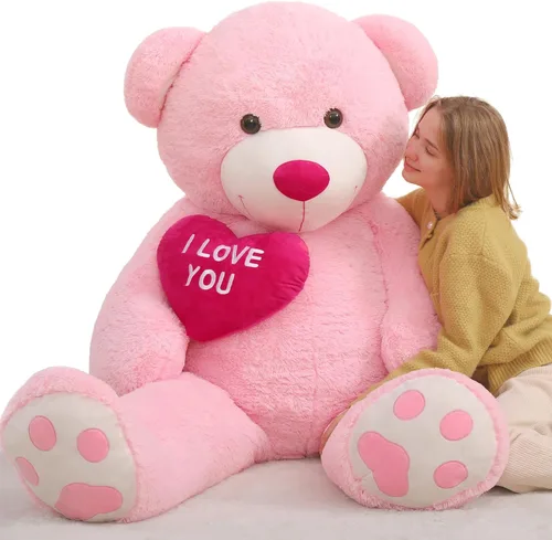Miniatura 30 de BENINY Osos de peluche grandes en forma de corazón rojo, osos de peluche negros con bordado "Te quiero" para novia, osos de peluche grandes
