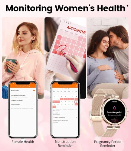 Miniatura 5 de Reloj inteligente 2025 para mujer con pantalla AMOLED de 1.19 pulgadas, (responder/hacer llamadas), reloj de fitness con más de 110 modos