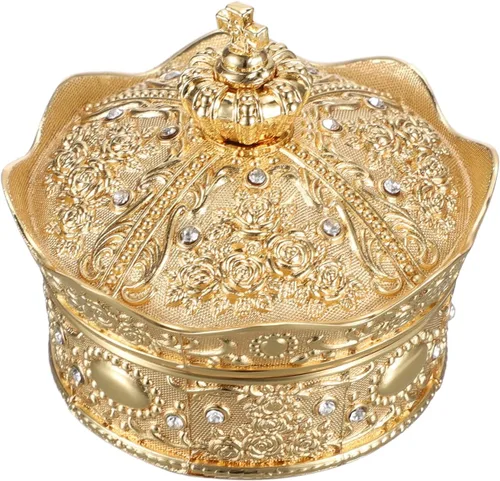 Miniatura 9 de Hipiwe Joyero antiguo con diseño de corona del tesoro, caja de almacenamiento para recuerdos, regalo para mujeres