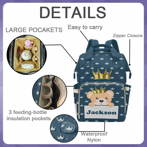 Miniatura 3 de Mochila personalizada Newcos para pañales de bebé con nombre, mochila de maternidad con gran capacidad para mujeres 0303-5