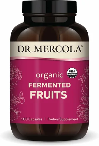 Dr. Mercola Frutas fermentadas orgánicas - Soporte antioxidante - Mezcla de bayas y frutas de alimentos integrales - Cero azúcar - Sin OMG - Sin