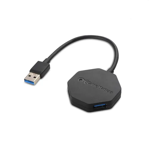 Miniatura 5 de Cable Matters Paquete de 3 cables de extensión cortos USB a USB (cable extensor USB macho a hembra) – 3 pies y Ultra Mini 4 puertos USB Hub