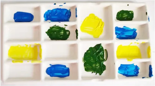 Miniatura 7 de 14 Wells - Paleta de pintura de cerámica para artistas, paleta de pintura de acuarela de porcelana de 8 pulgadas, bandeja de mezcla de cerámica