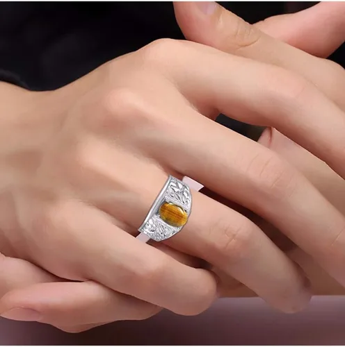 Miniatura 4 de Rylos Anillos para hombre Anillo de pepita de diseñador piedra preciosa ovalada de 9X7MM y diamantes brillantes - Anillos de piedra natal
