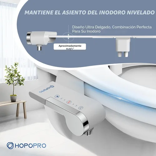 Miniatura 6 de HOPOPRO - Accesorio de bidé para inodoro, bidé no eléctrico ultradelgado con boquilla doble (lavado femenino/posterior), rociador de bidé de agua