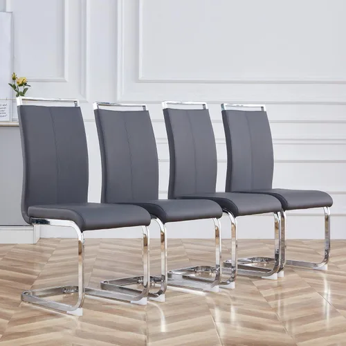 Miniatura 17 de Baysitone Juego de 6 sillas de comedor modernas, sillas laterales de comedor, sillas de cocina con asiento acolchado de piel sintética y respaldo
