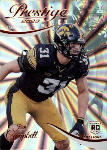 2023 Prestige Football Xtra Points Sunburst #342 Jack Campbell RC Rookie Detroit Lions Official Panini NFL Trading Card (Stock Photo Shown, Near