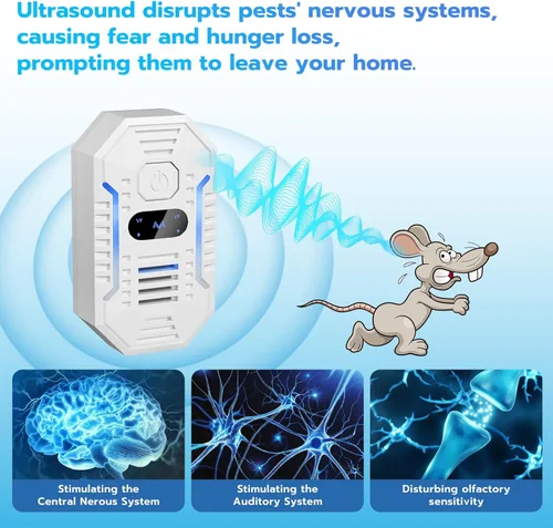 Miniatura 3 de Repelente ultrasónico de roedores para interiores y control de plagas, repelente ultrasónico de plagas para cucarachas, ratas, insectos, mosquitos