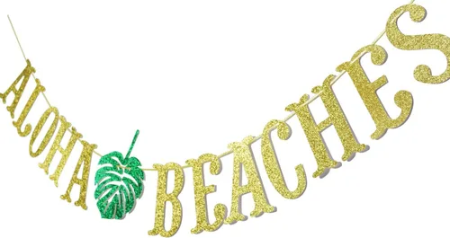 Miniatura 2 de Pancarta hawaiana de Aloha con guirnalda de hojas de palmera para decoración hawaiana tropical Luau playa fiesta de verano, suministros