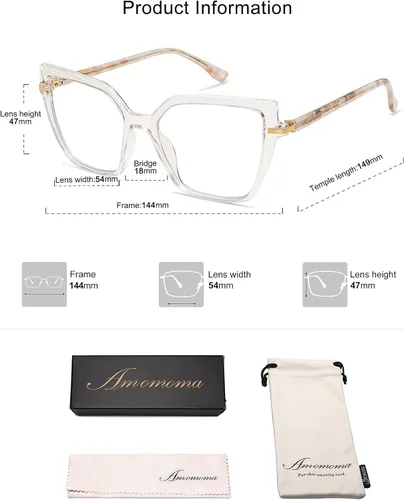 Miniatura 5 de AMOMOMA Gafas de Lectura Cuadradas con Bloqueo de Luz Azul para Mujeres, Lectores de Primavera con Bisagra AM6082 C1.crystal +C2.green Grading Marrón