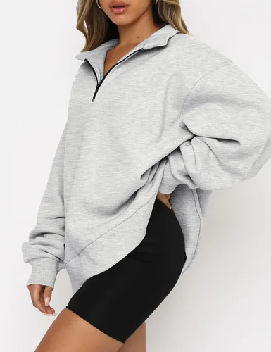 Miniatura 2 de Trendy Queen Sudadera de manga larga con media cremallera para mujer, sudadera con capucha y cremallera de un cuarto, para adolescentes y niñas