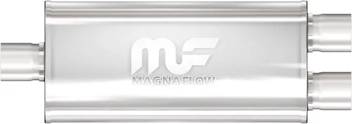MagnaFlow Silenciador de escape de rendimiento 12251: entrada/salida de 2.25"/2.25", ovalado de 5x8x18", acero inoxidable, acabado satinado