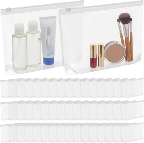 Bokon 100 bolsas pequeñas de aseo a granel, 5.12 x 8.11 pulgadas, bolsas de maquillaje transparentes para cosméticos con cremallera, bolsas de viaje