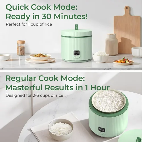 Miniatura 5 de TOKIT Olla Arrocera Pequeña 3 Tazas Sin Cocinar/6 Tazas Cocidas, Olla Arrocera Mini Moderna Multifuncional con Temporizador de 24 H y Calentador